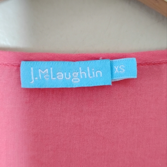 J. McLaughlin Embroidered Tassel Tunic Top XS Coral Pink Beachy Casual - Picture 8 of 10